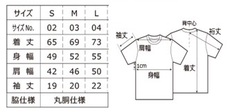 Tシャツ サイズ表