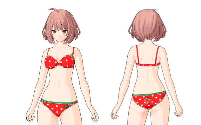 着用できるキャラクター：女性キャラクター イチゴ柄で後ろ姿もとてもキュート！