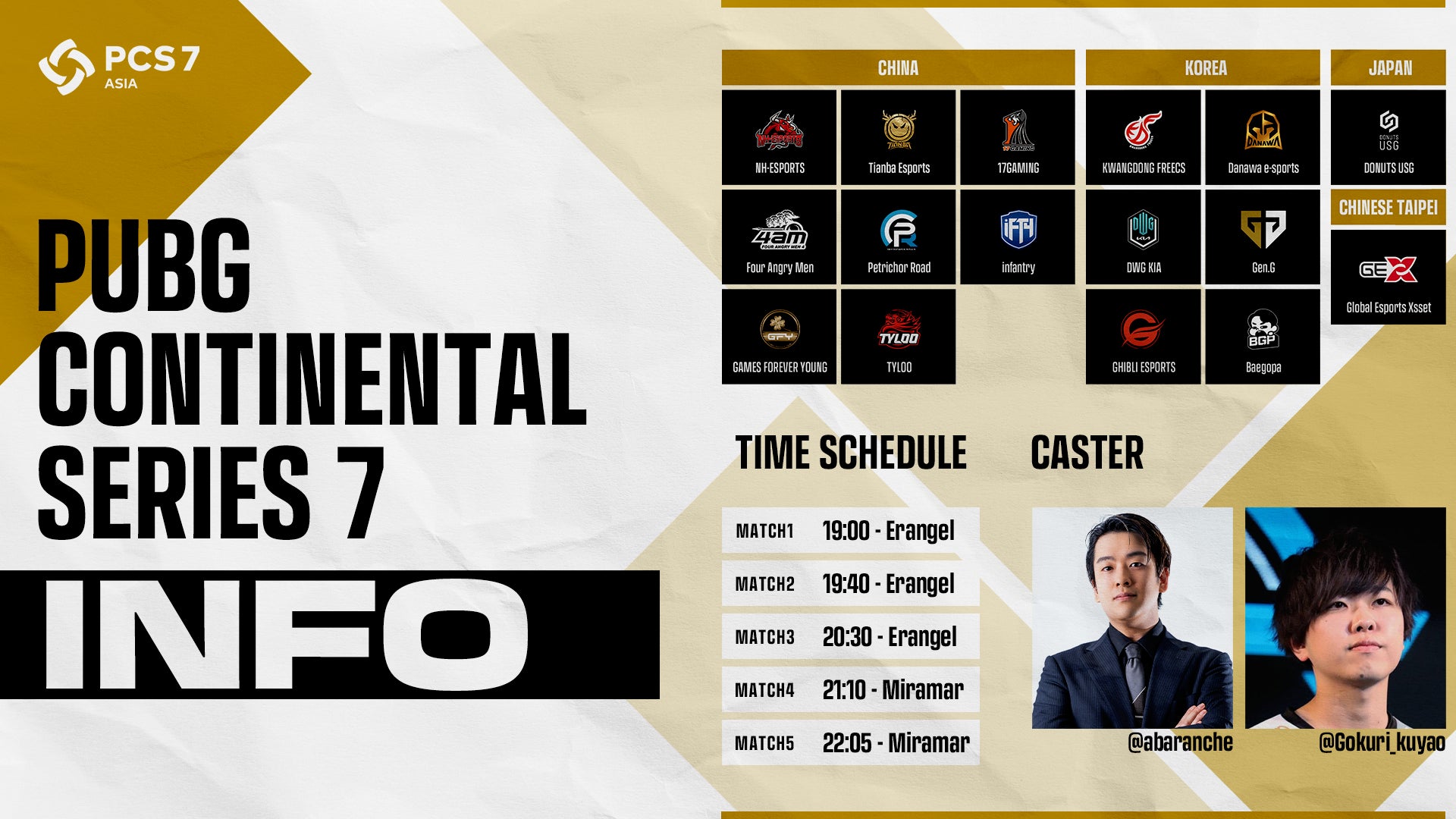 「PUBG Continental Series7 ASIA」が明日9月30日(金)から開催