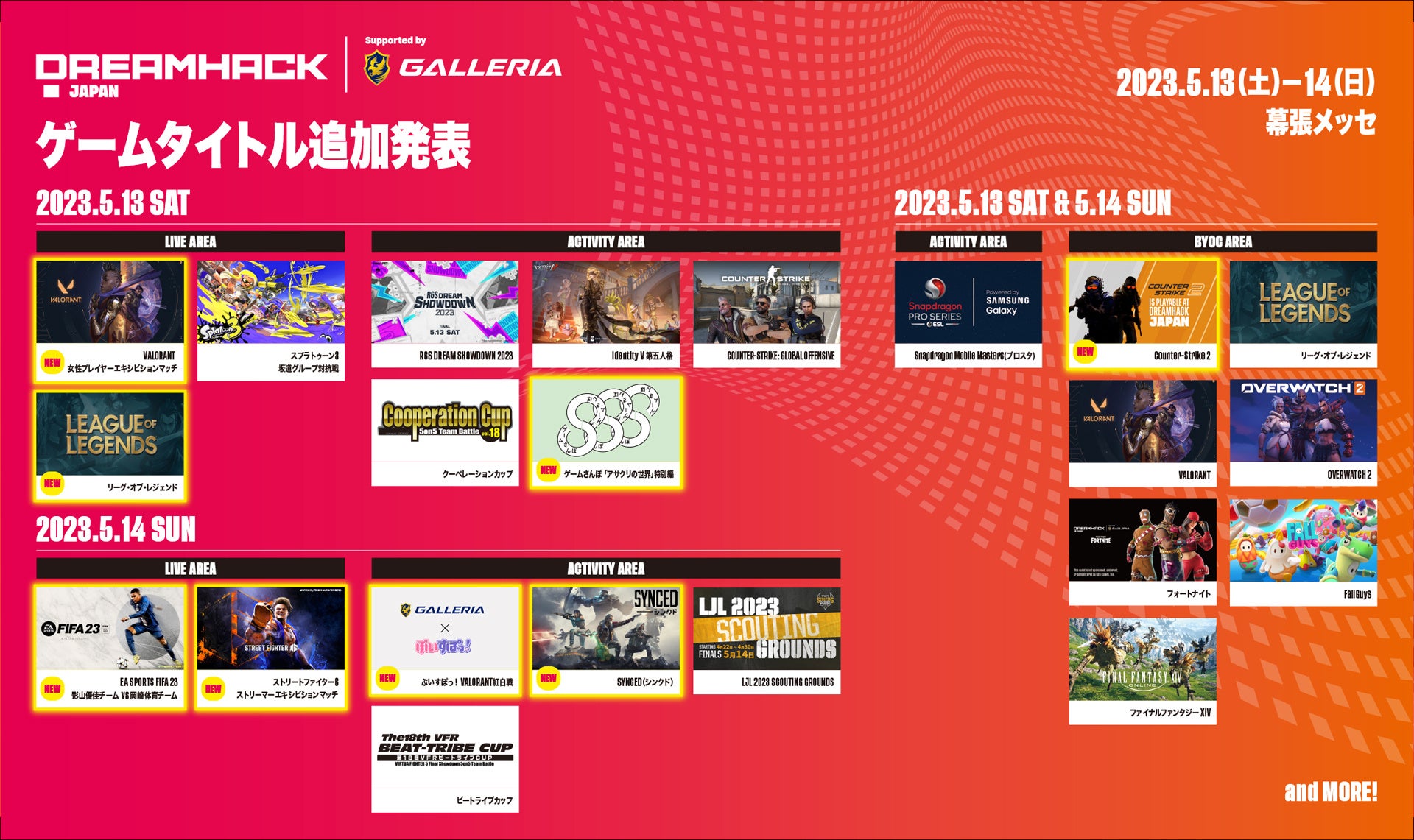 「DreamHack Japan 2023 Supported by GALLERIA」音楽LIVEアーティスト・ゲームタイトル 第6弾追加発表！