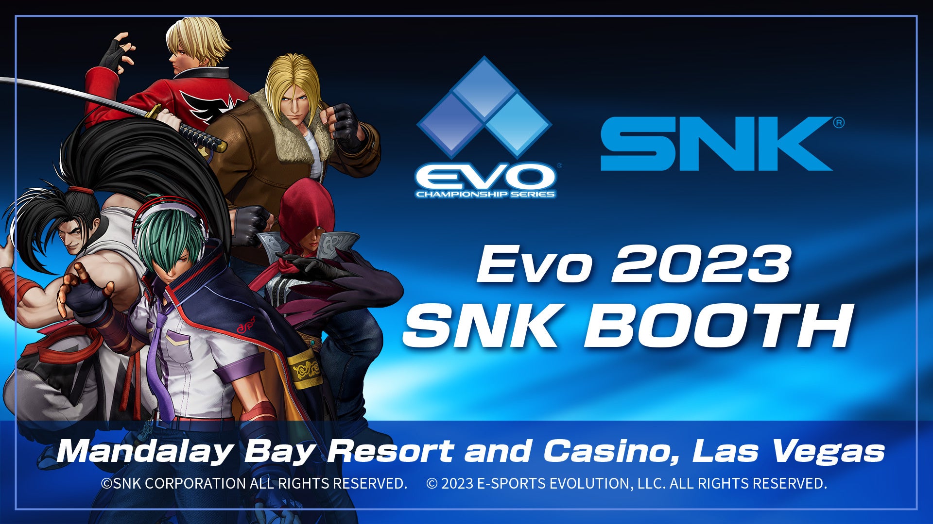 世界最大規模の格闘ゲーム大会「Evo 2023」にSNKブースを出展。SNKタイトルのサイドトーナメントやDLC先行試遊、サイン会などを開催！