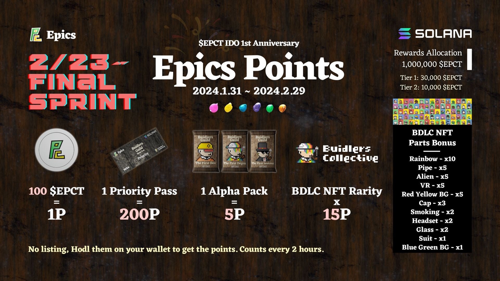 Epics Points ファイナルスプリントスタート。トークンエアドロップのティア詳細発表等、全貌が明らかに