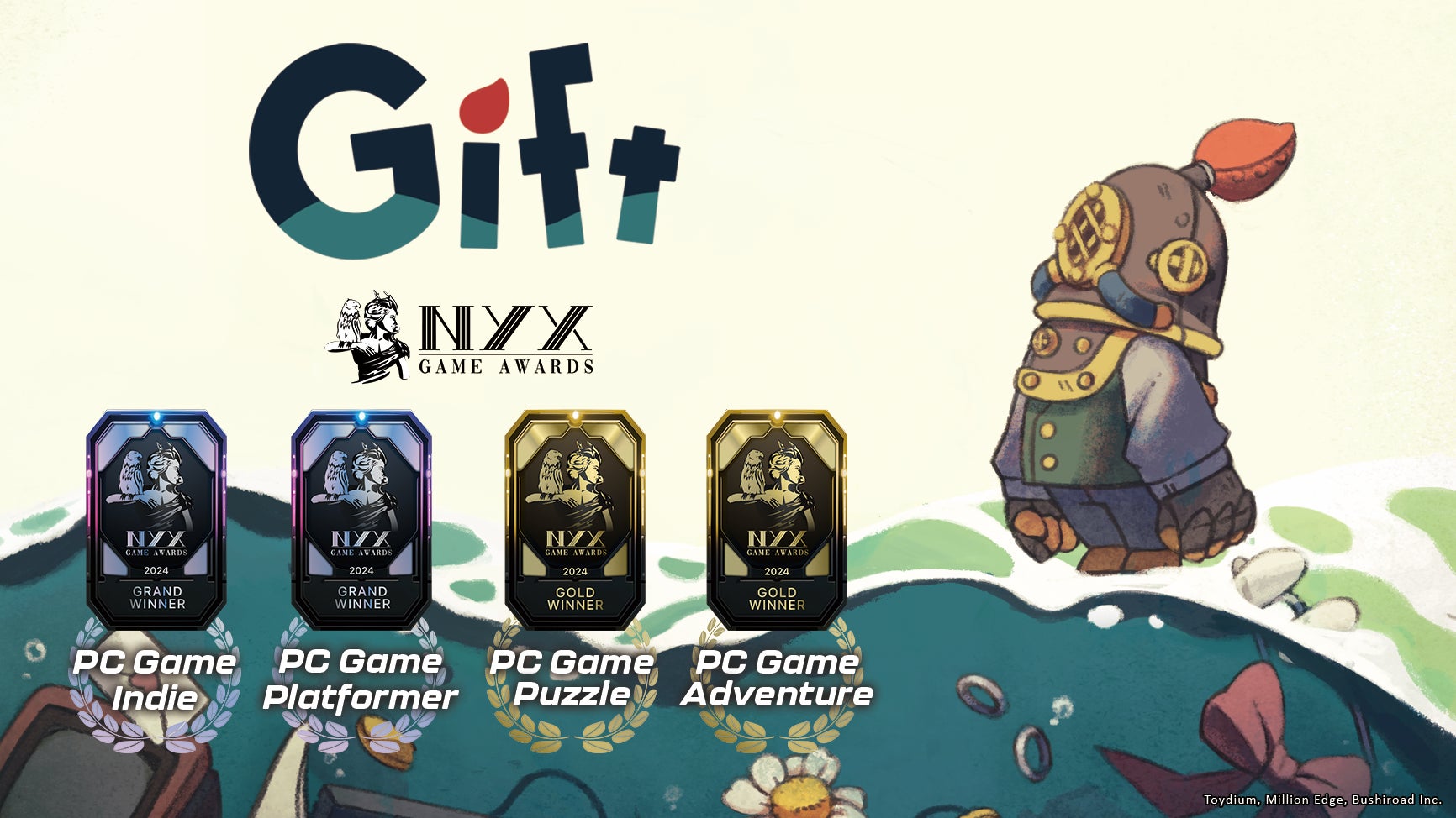 豪華客船脱出パズルアクション『Gift』国際的なゲームアワード「NYX Game Awards」の2部門でGRAND WINNERを受賞！