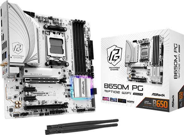 ASRockから、AMD B650 Wi-Fi6E+Bluetoothモジュールが付属したホワイトカラーのMicroATXマザーボード『B650M PG Riptide WiFi White』発売