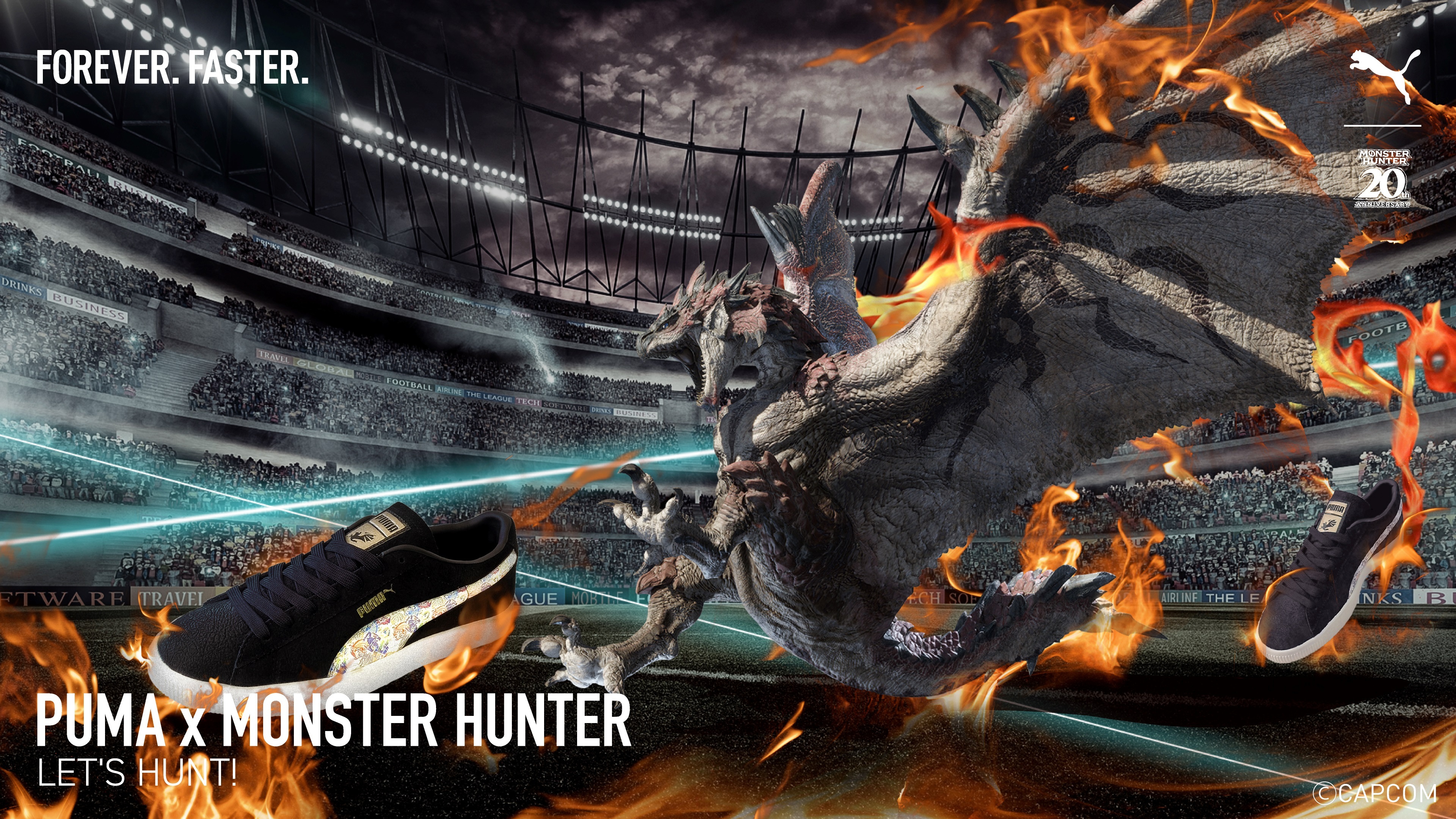 大人気ハンティングアクションゲーム
「モンスターハンター」とコラボレーションした
「PUMA×MONSTER HUNTER 20周年」コレクションを
INFOLENS GEEK SHOPにて販売開始！