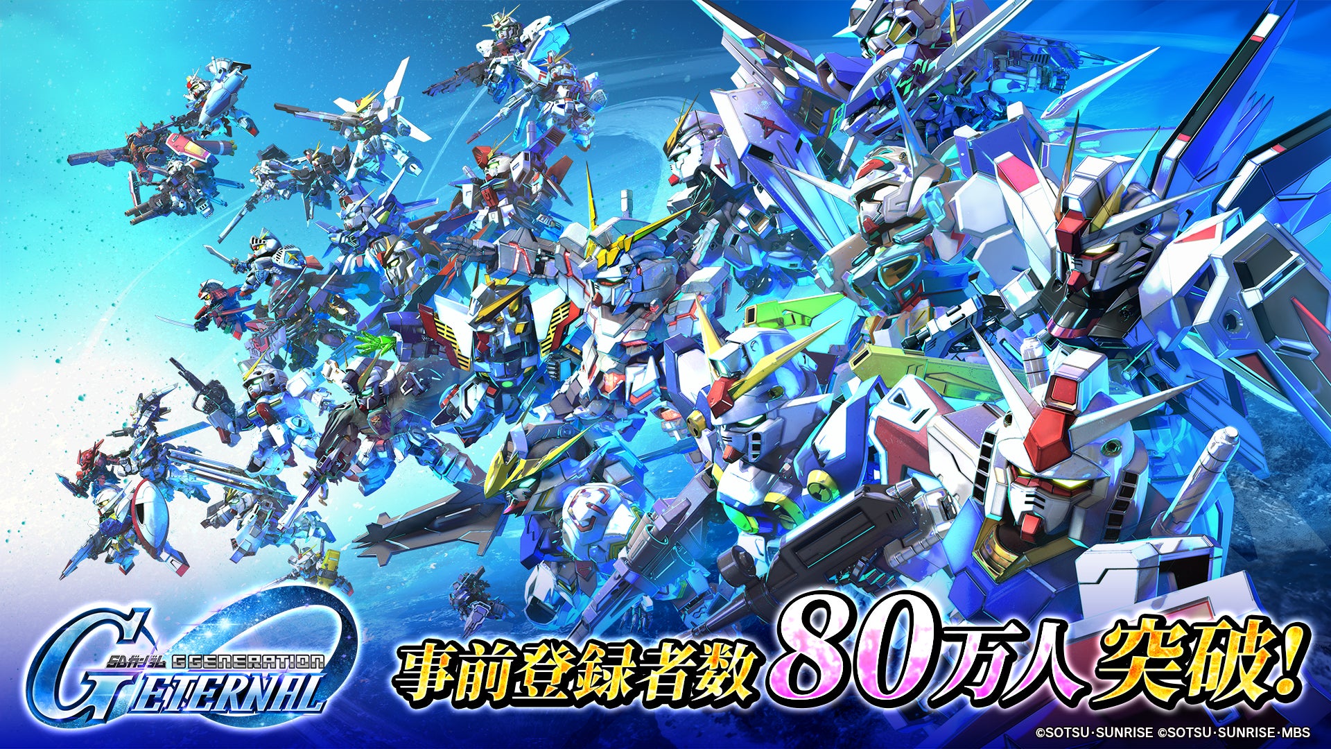 「SDガンダム ジージェネレーション」シリーズ最新作スマートフォンアプリゲーム『SDガンダム ジージェネレーション エターナル』事前登録開始15日で事前登録者数が80万人を突破！