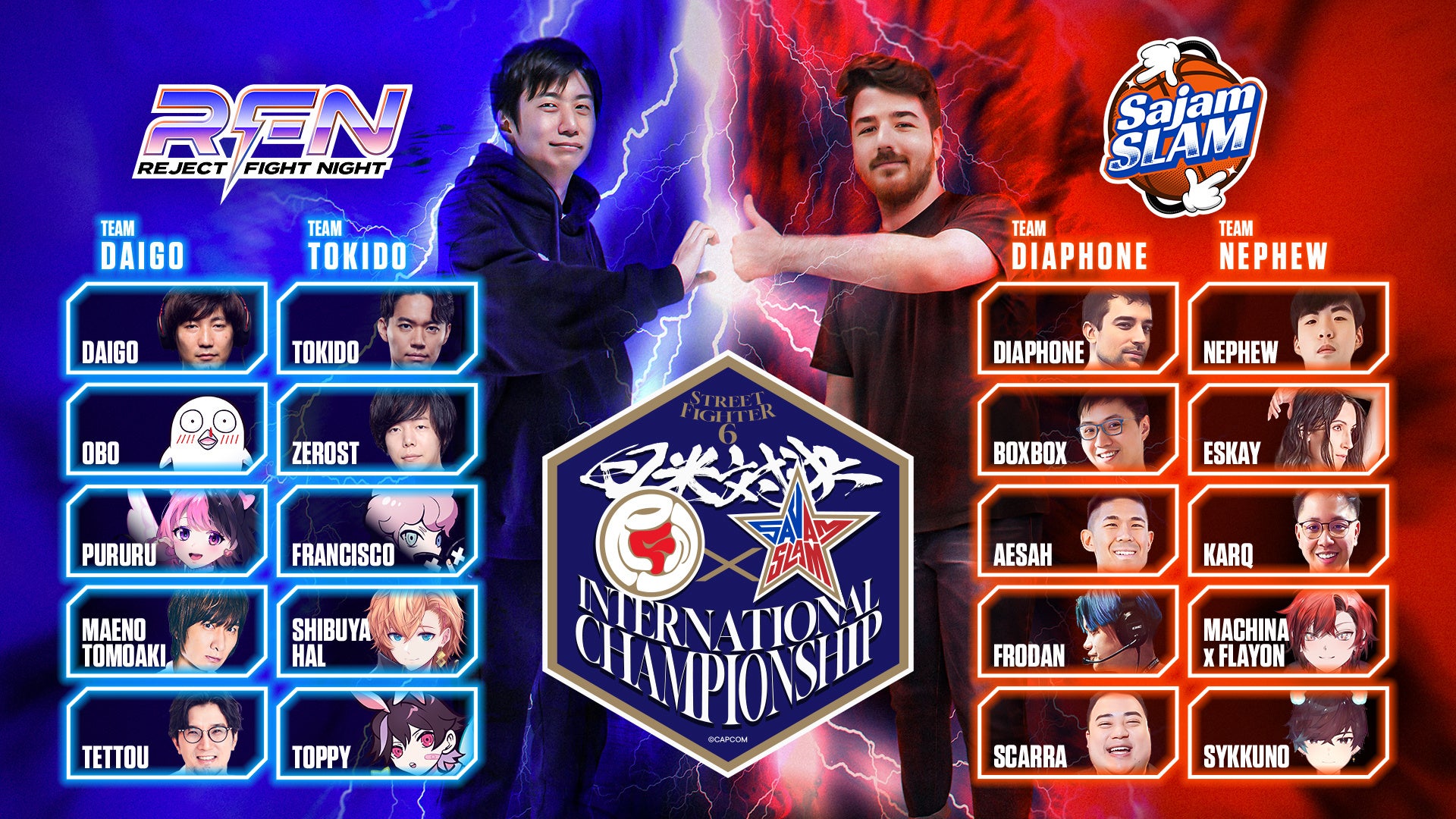 『ストリートファイター6』対戦イベント「RFN × Sajam Slam 日米対決」が3月16日（日）に開催！　日米のトッププロゲーマーや人気ストリーマーなど総勢20名による日米対決が実現！