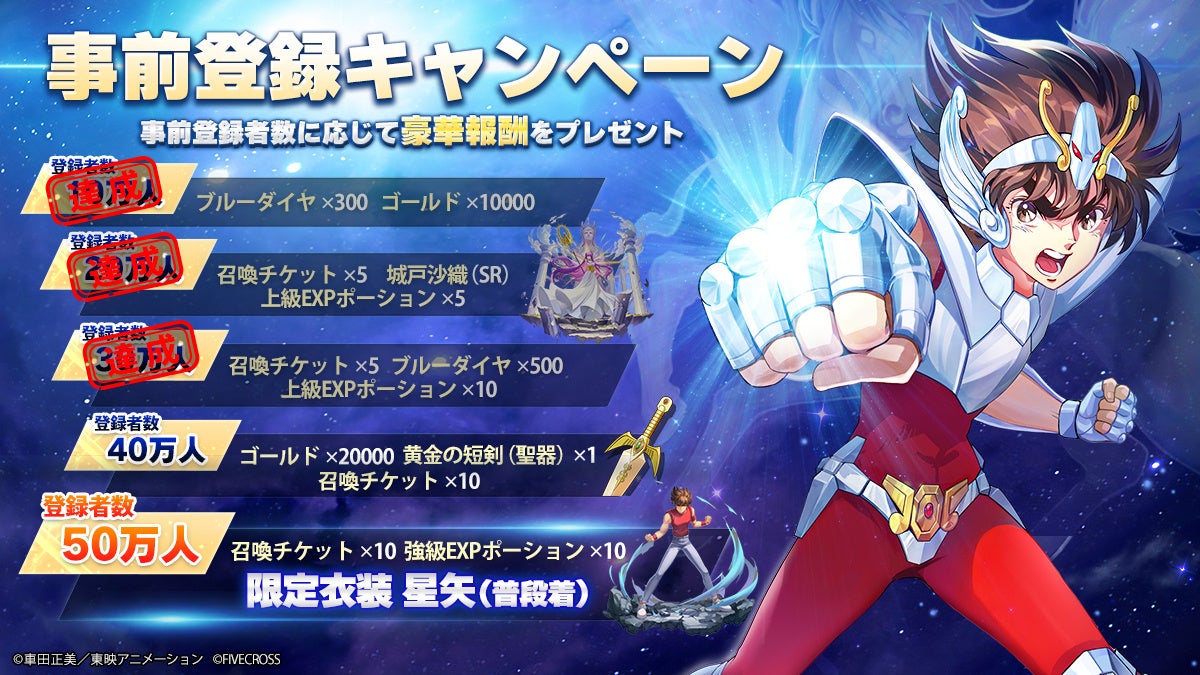 スマホRPGゲーム『聖闘士星矢 Galaxy Soldiers』事前登録者数30万人突破！