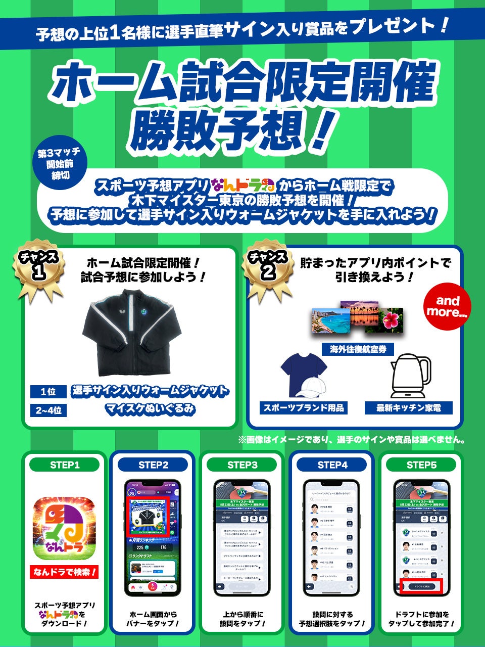 『木下アビエル神奈川』・『木下マイスター東京』11月8日（土）・9日（日） “川崎シリーズ” の予想企画をスポーツ予想アプリ「なんドラ」で開催！