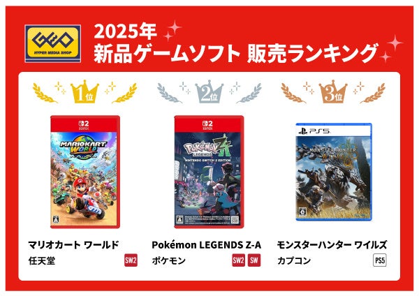 ゲオ2025年 新品・中古ゲームソフト販売ランキング　新品ソフト1位はNintendo Switch™ 2『マリオカート ワールド』