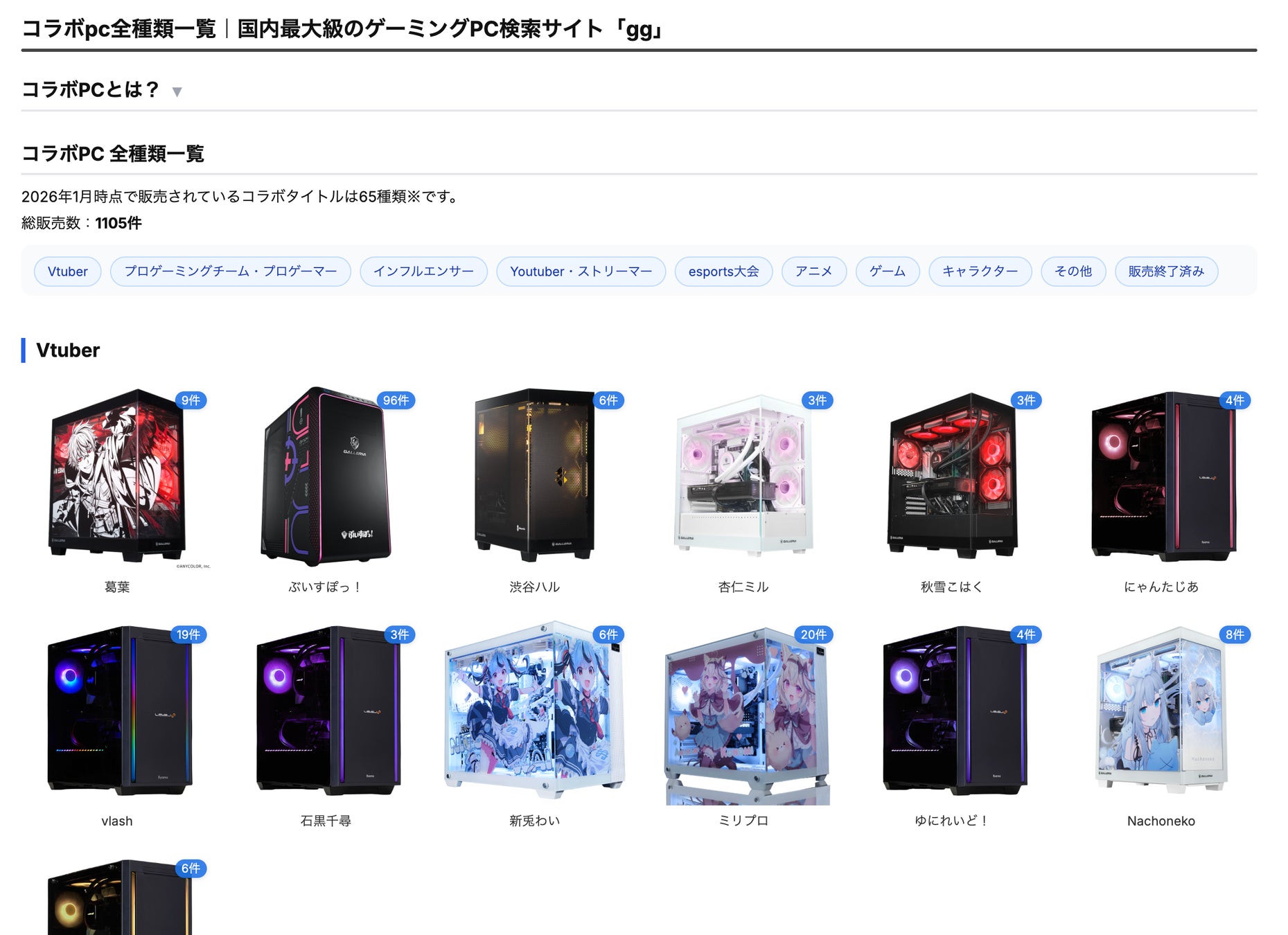 【2026年1月最新】コラボPCの掲載モデルを拡充｜国内最大級のゲーミングPC検索サイト「gg」