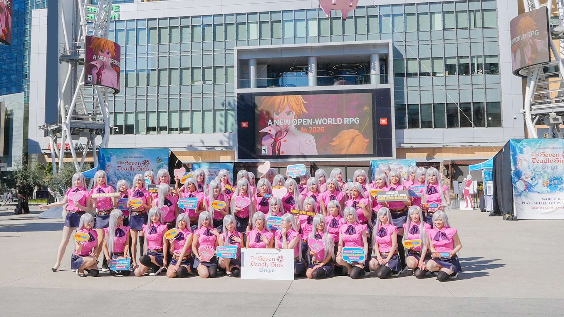 新作アニメーションオープンワールドRPG『七つの大罪：Origin』、ロサンゼルスで「エリザベス」のコスプレイヤー50名が参加する「エリザベスパレード」を開催！