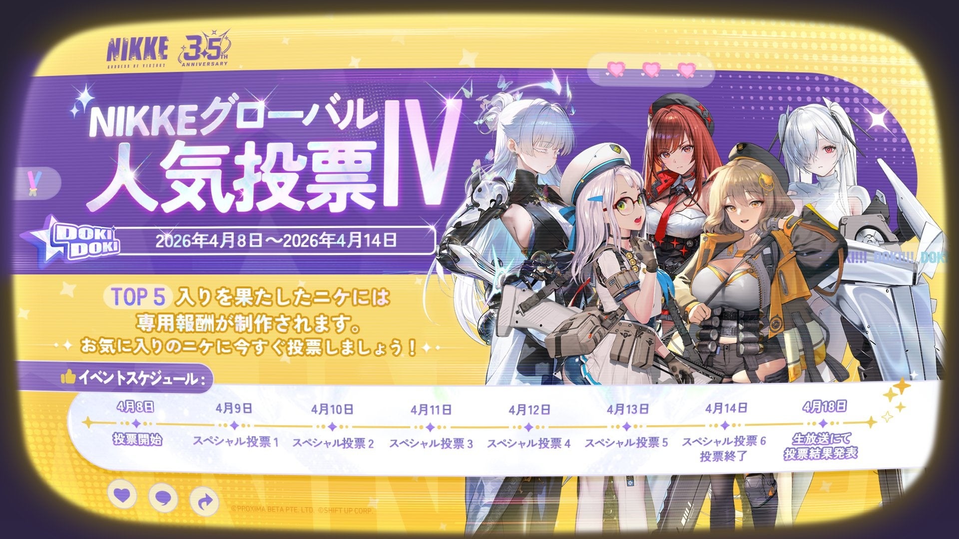 『勝利の女神：NIKKE』第4回グローバル人気投票開催決定！4月8日より投票スタート、結果は4月18日の生放送で発表！