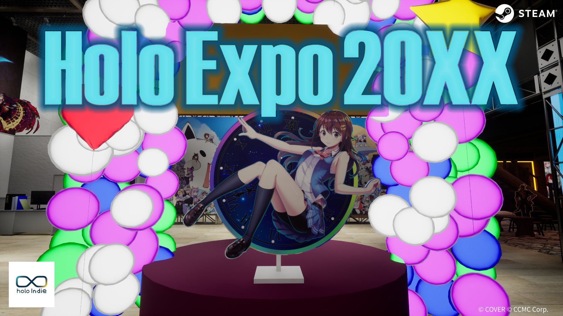 ホロライブの二次創作ゲームブランド「holo Indie」より、無料シミュレーションゲーム『HoloExpo20XX』のSteamストア公開！
