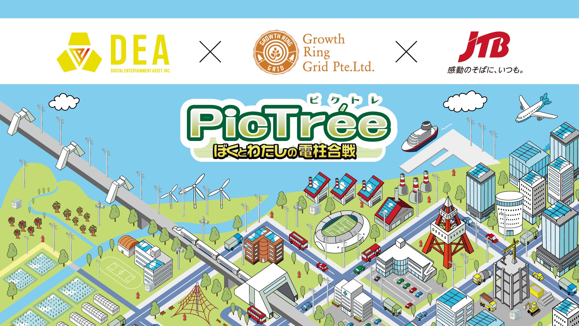 DEAとGRGとJTBの3社が連携、参加型社会貢献ゲーム「PicTrée(ピクトレ)」で自治体のインフラ課題を解決へ