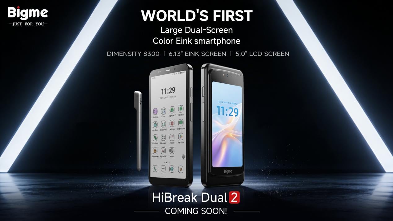 カラー電子ペーパー＋LCDの大型デュアルスクリーン5Gスマートフォン「Bigme HiBreak Dual 2」がKickstarterに登場