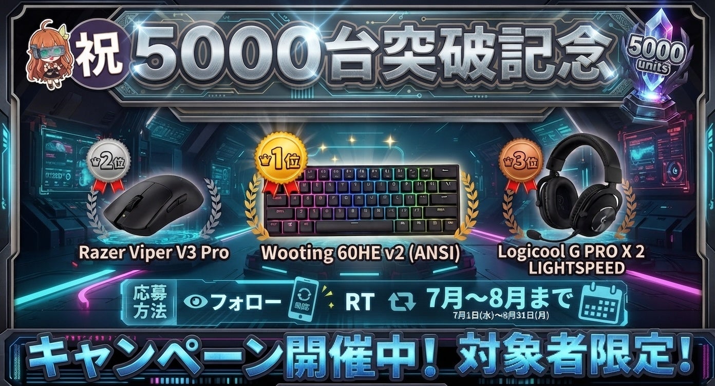 【累計販売台数5,000台突破記念】簡易防音室「OTODASU」、総額10万円相当の超豪華ゲーミングデバイスが当たるプレゼントキャンペーンを開催！