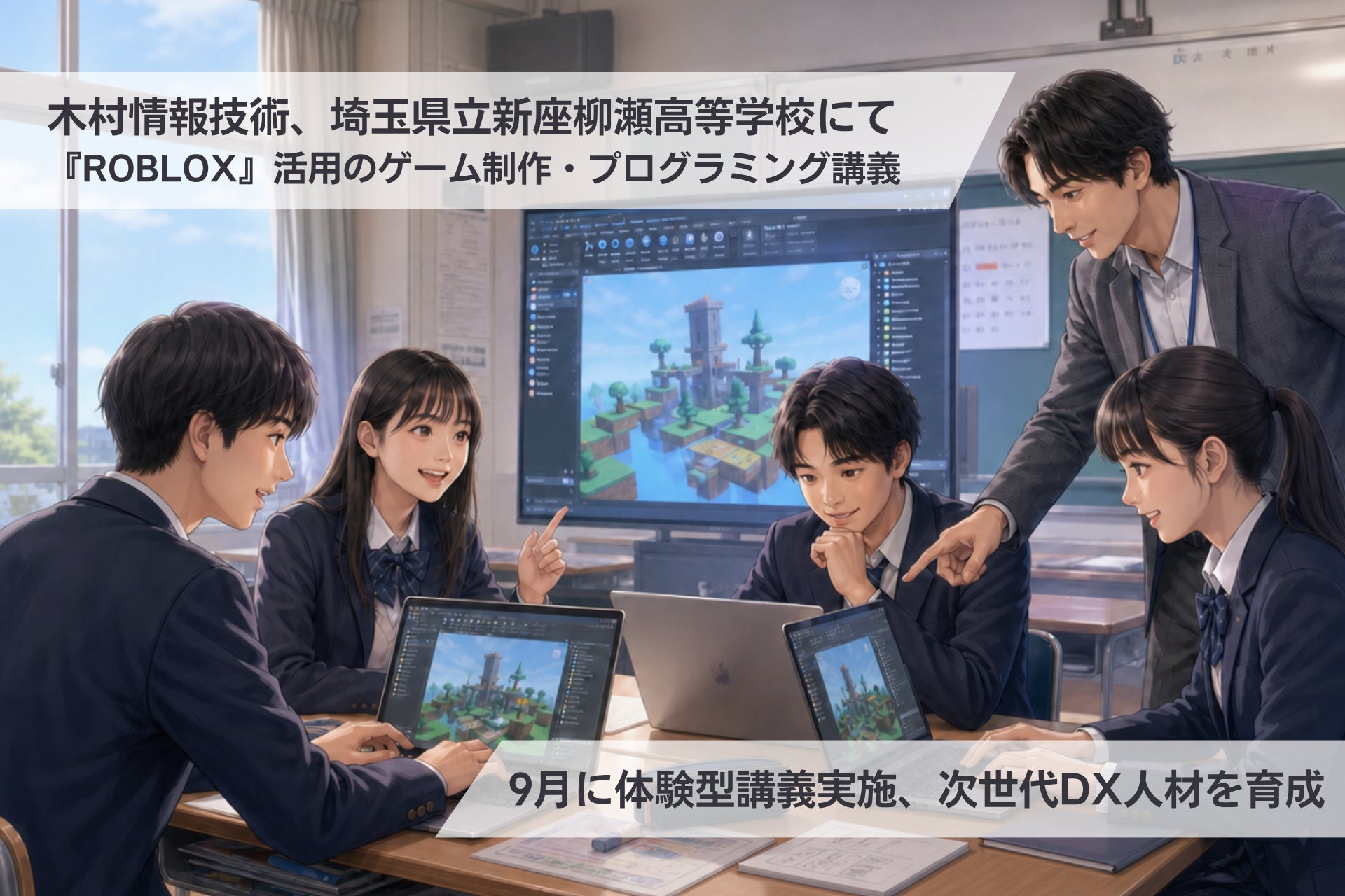 【埼玉県×DXハイスクール】木村情報技術、埼玉県立新座柳瀬高等学校にて『ROBLOX』を活用した3Dゲーム制作・プログラミング体験型講義を2026年9月に実施