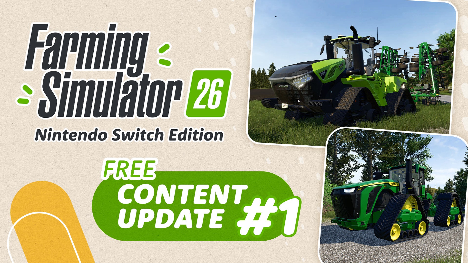 『ファーミングシミュレーター 26』「無料コンテンツアップデート＃1」配信！John Deere、Case IHのトラクター等の新規農機を追加