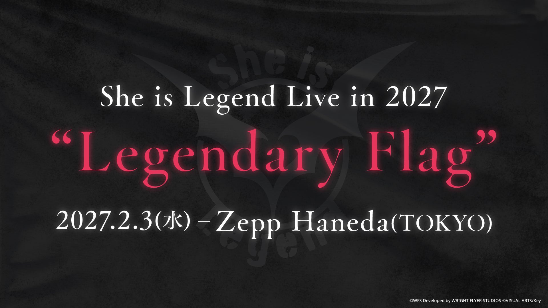 She is Legend、2027年2月にワンマンライブ『She is Legend Live in 2027 “Legendary Flag”』を開催決定！