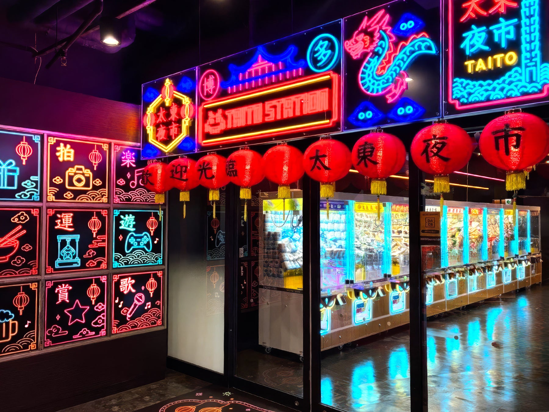 話題の台湾式を含むクレーンゲーム約100台設置の“台湾夜市風お祭りエンタメ空間”「タイトーステーション」キャナルシティ博多センターウォーク5Fに8/8オープン！