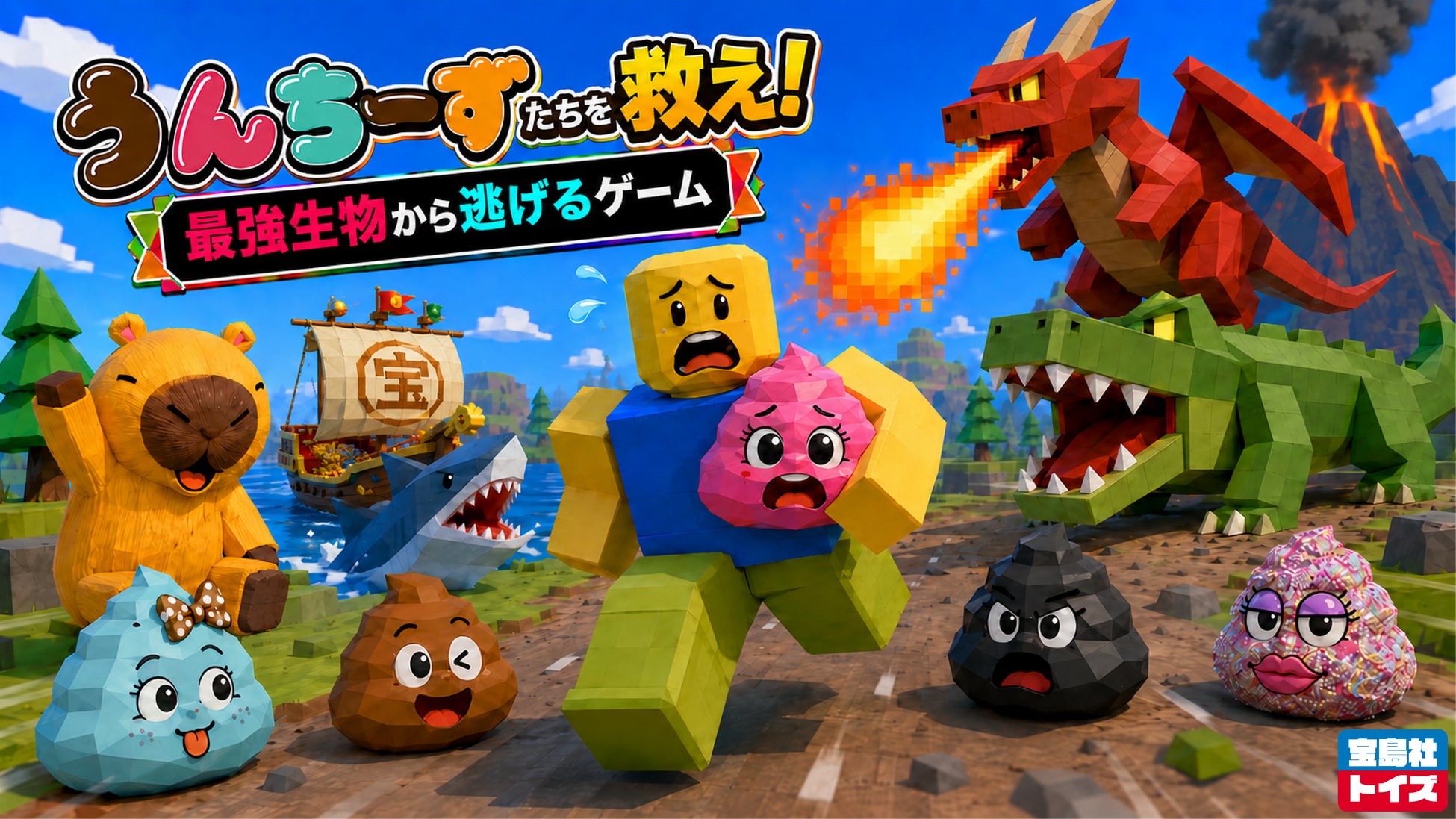 【「宝島社トイズ」がオンラインゲーム市場に参入!】2026年10月30日より『ロブロックス』にて配信決定～うんちーず、カピころ、恐竜など人気キャラたちが脱出ゲームになって登場～