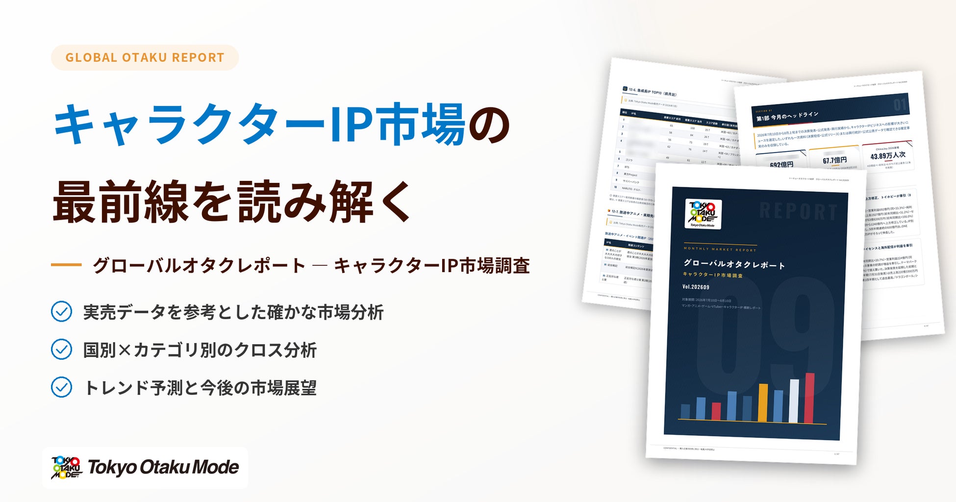 Tokyo Otaku Mode、キャラクターIP市場の月次調査レポート「グローバルオタクレポート」の販売を開始